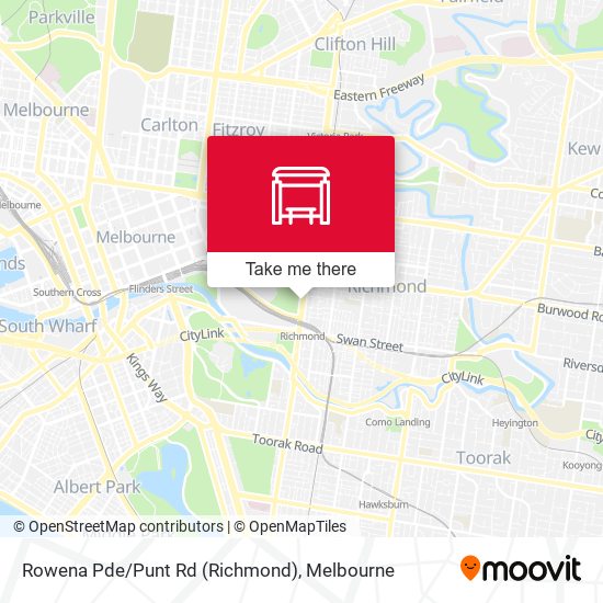 Mapa Rowena Pde/Punt Rd (Richmond)