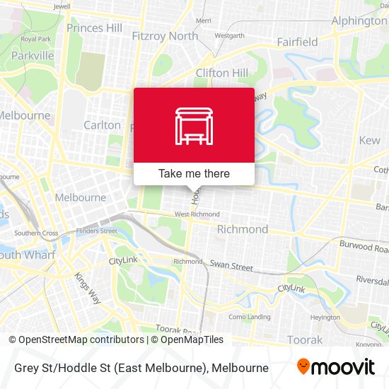 Mapa Grey St / Hoddle St (East Melbourne)