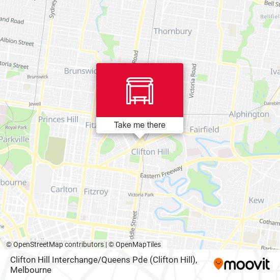 Clifton Hill Interchange / Queens Pde map