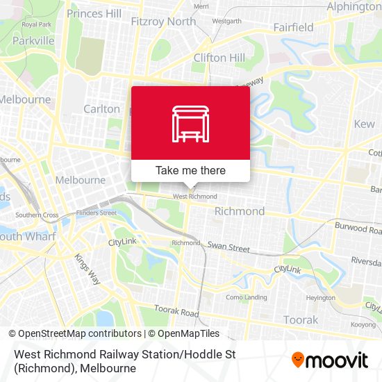 West Richmond Railway Station / Hoddle St map