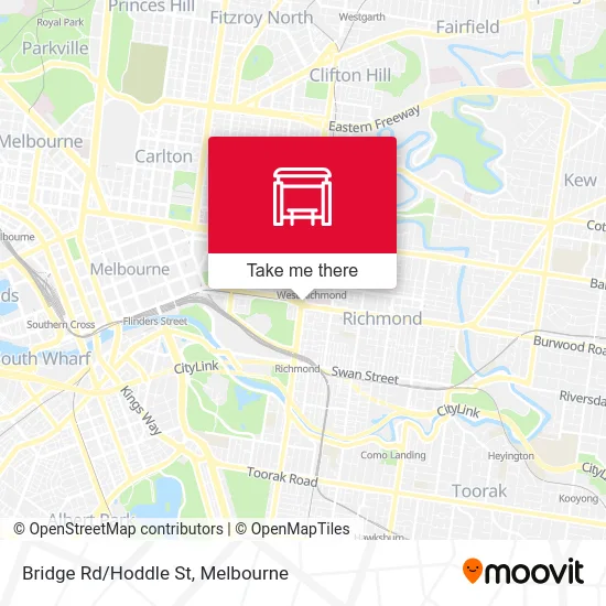 Mapa Bridge Rd/Hoddle St