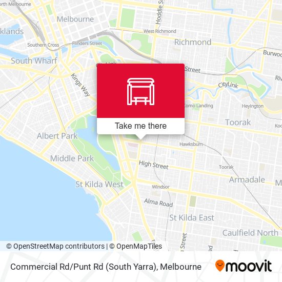 Commercial Rd / Punt Rd (South Yarra) map