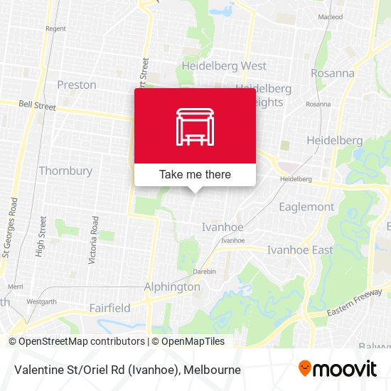Valentine St / Oriel Rd (Ivanhoe) map