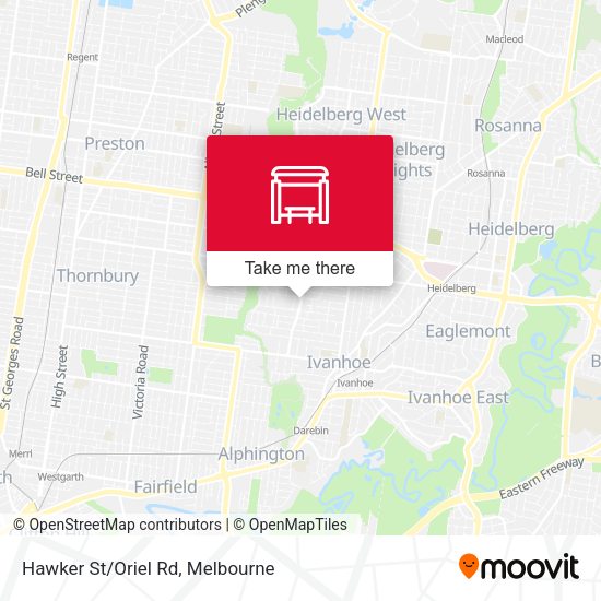 Hawker St/Oriel Rd map