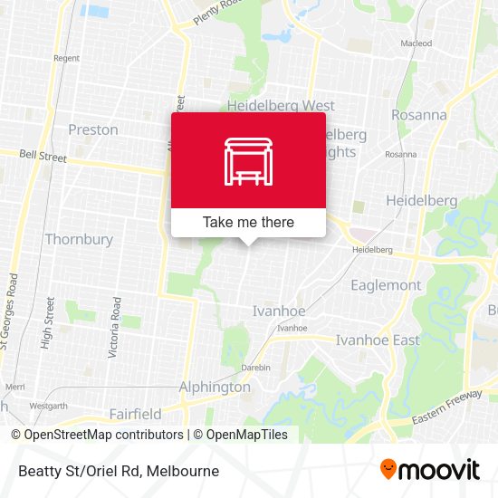 Beatty St/Oriel Rd map