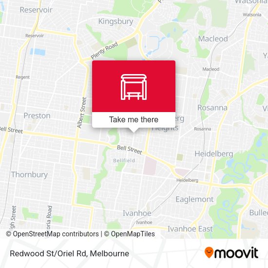 Redwood St/Oriel Rd map