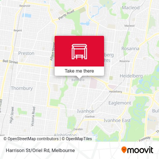 Harrison St/Oriel Rd map