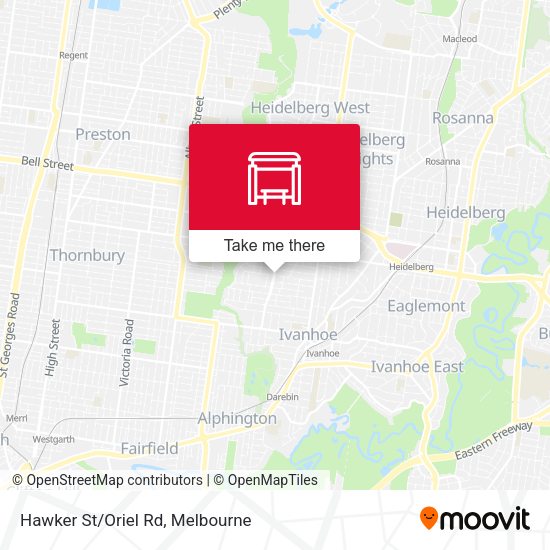 Hawker St/Oriel Rd map