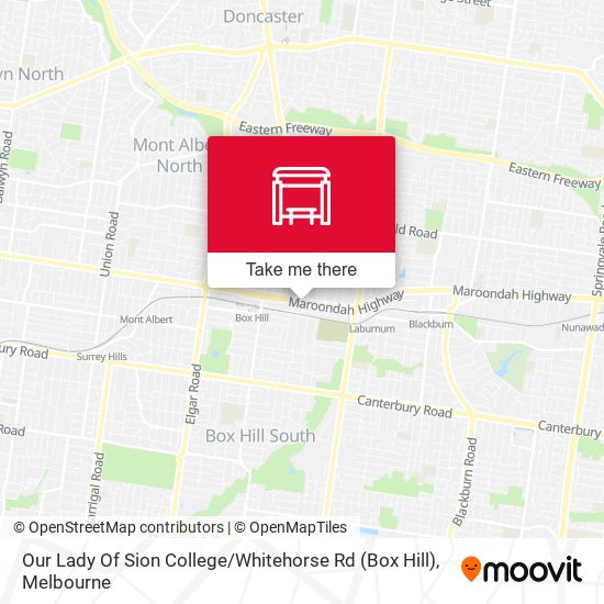 Our Lady Of Sion College / Whitehorse Rd (Box Hill) map