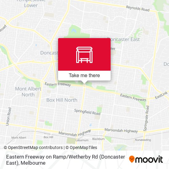 Mapa Eastern Freeway on Ramp / Wetherby Rd (Doncaster East)