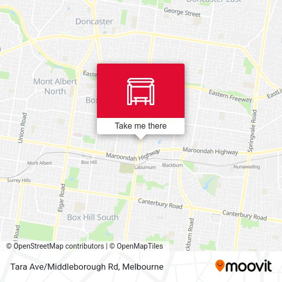 Tara Ave/Middleborough Rd map
