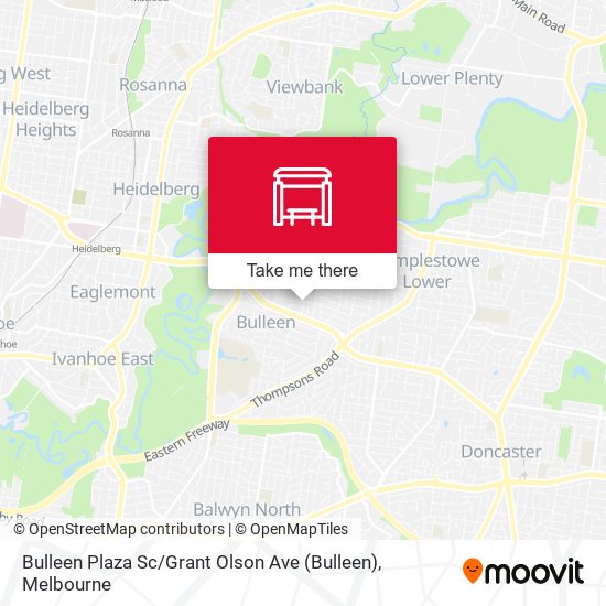 Mapa Bulleen Plaza Sc / Grant Olson Ave