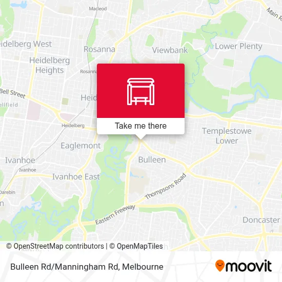 Mapa Bulleen Rd/Manningham Rd