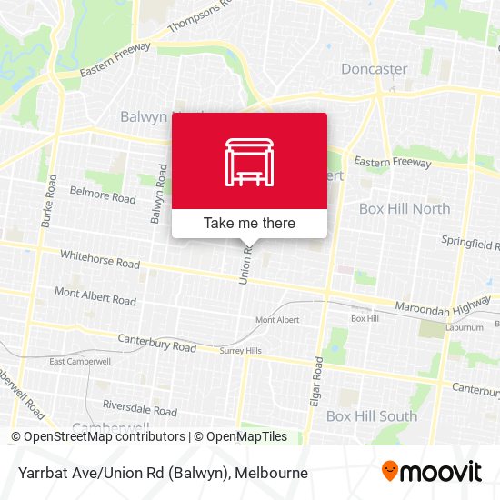 Yarrbat Ave/Union Rd (Balwyn) map