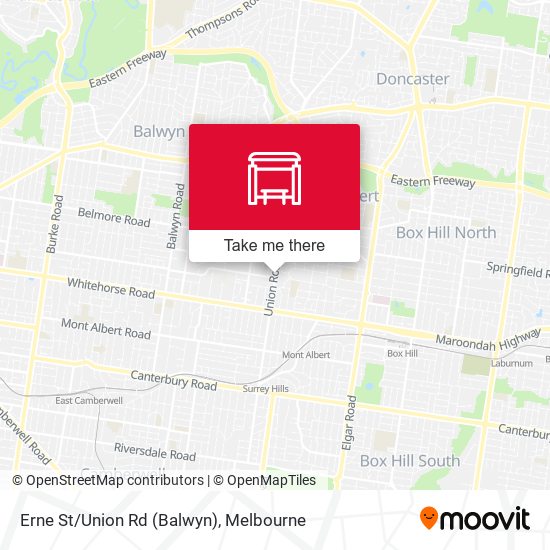 Erne St/Union Rd (Balwyn) map