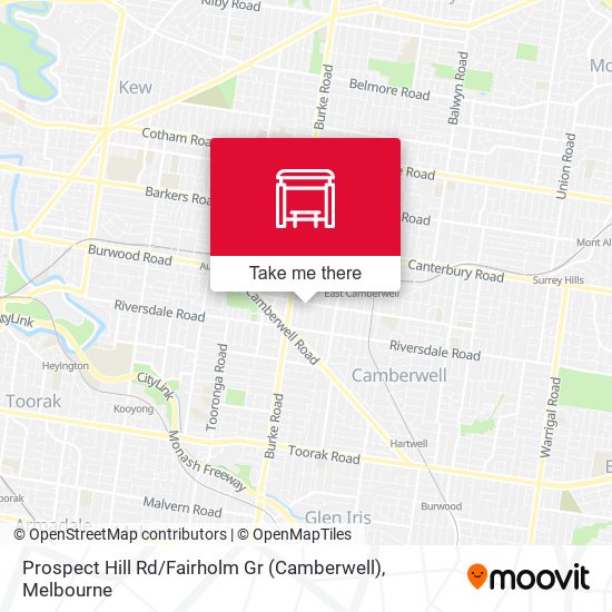 Mapa Prospect Hill Rd / Fairholm Gr (Camberwell)