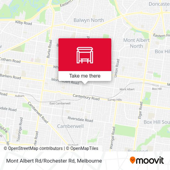 Mont Albert Rd/Rochester Rd map