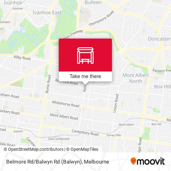 Mapa Belmore Rd/Balwyn Rd