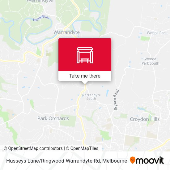 Husseys Lane / Ringwood-Warrandyte Rd map