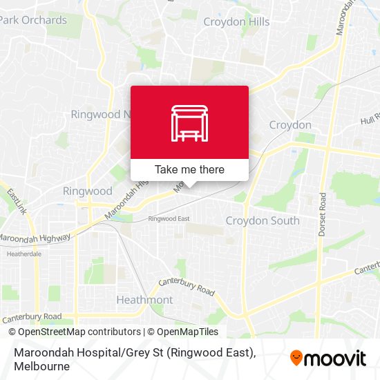 Mapa Maroondah Hospital / Grey St (Ringwood East)