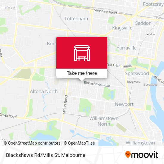 Blackshaws Rd/Mills St map