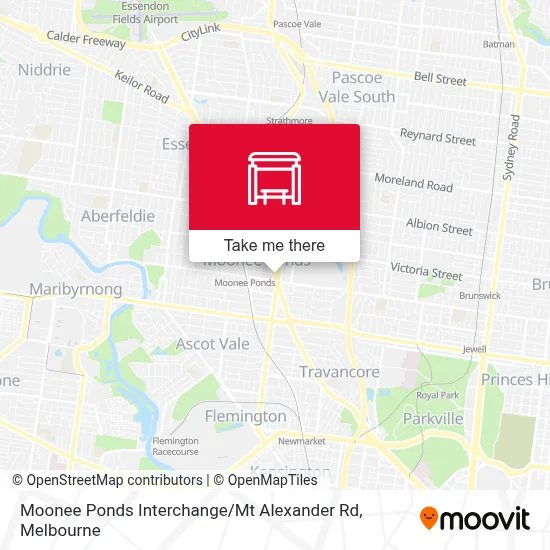 Mapa Moonee Ponds Interchange / Mt Alexander Rd