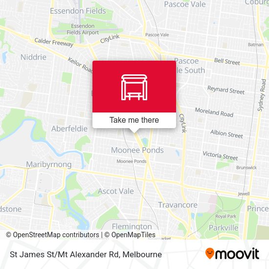St James St/Mt Alexander Rd map