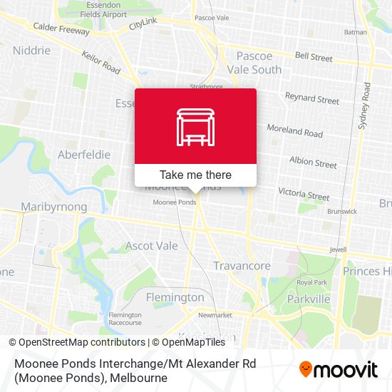 Mapa Moonee Ponds Interchange / Mt Alexander Rd