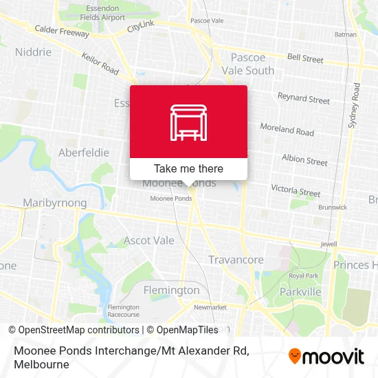 Mapa Moonee Ponds Interchange / Mt Alexander Rd