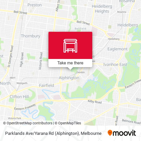 Mapa Parklands Ave / Yarana Rd (Alphington)