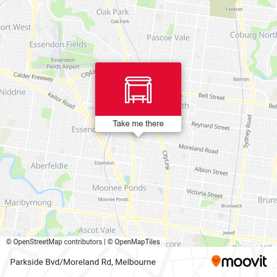 Mapa Parkside Bvd/Moreland Rd