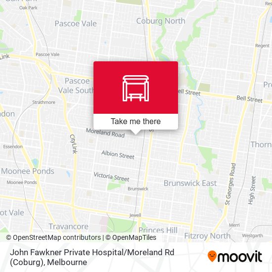 Mapa John Fawkner Private Hospital / Moreland Rd (Coburg)