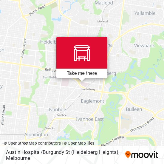 Mapa Austin Hospital / Burgundy St (Heidelberg Heights)