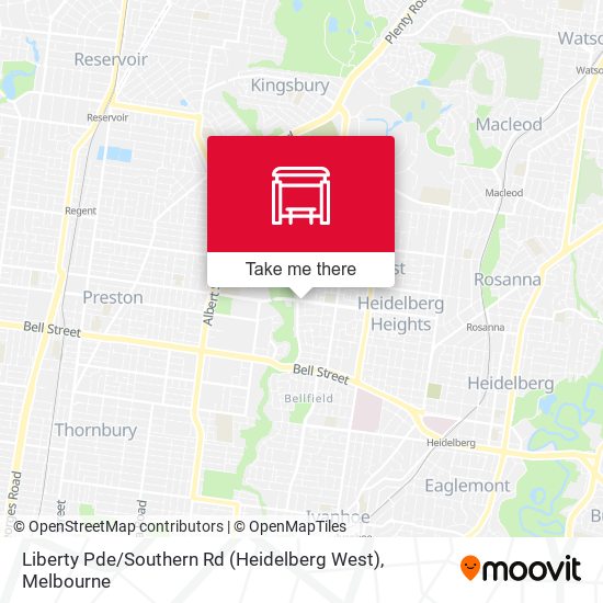 Mapa Liberty Pde / Southern Rd (Heidelberg West)