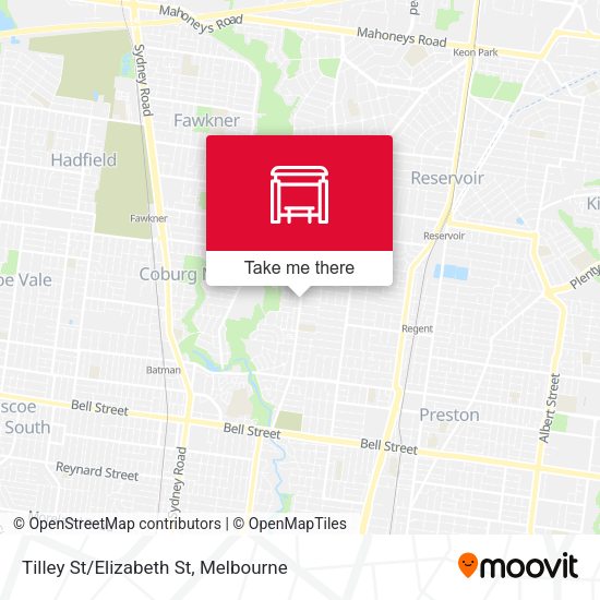Tilley St/Elizabeth St map
