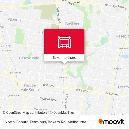 North Coburg Terminus / Bakers Rd map