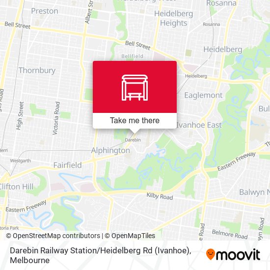 Mapa Darebin Railway Station / Heidelberg Rd (Ivanhoe)