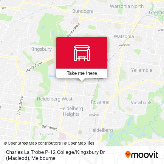 Mapa Charles La Trobe P-12 College / Kingsbury Dr (Macleod)