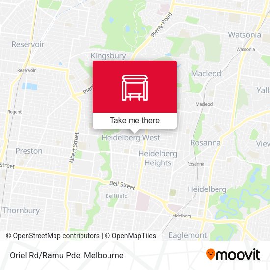 Oriel Rd/Ramu Pde map