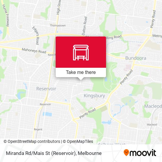 Miranda Rd/Mais St (Reservoir) map