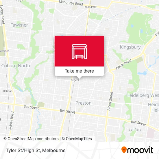 Mapa Tyler St/High St