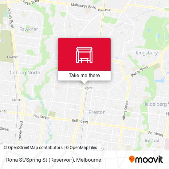 Mapa Rona St/Spring St (Reservoir)