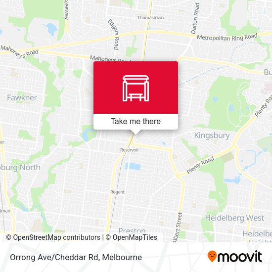 Orrong Ave/Cheddar Rd map