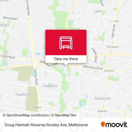 Doug Hannah Reserve/Anstey Ave map