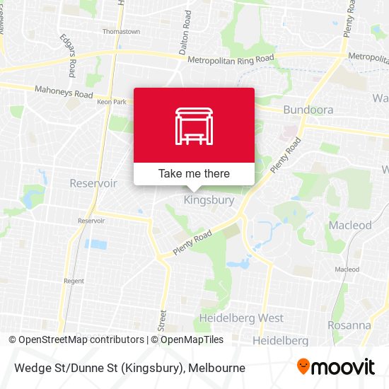 Wedge St/Dunne St (Kingsbury) map