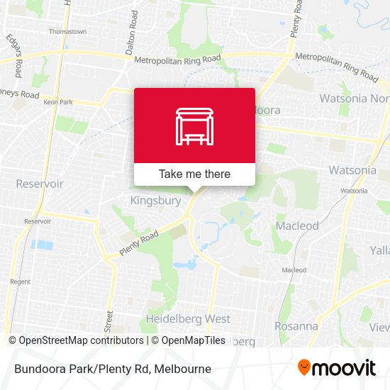 Bundoora Park/Plenty Rd map