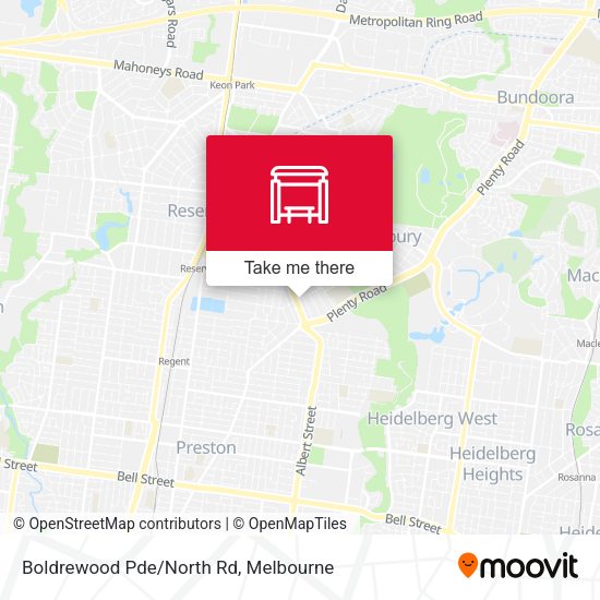 Boldrewood Pde/North Rd map