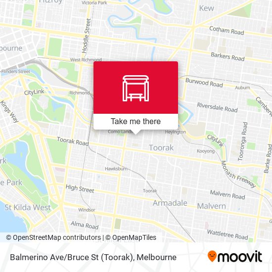 Mapa Balmerino Ave / Bruce St (Toorak)