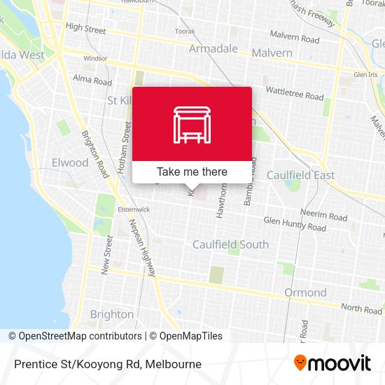 Prentice St/Kooyong Rd map