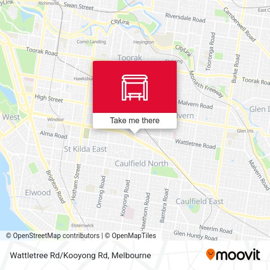 Wattletree Rd/Kooyong Rd map